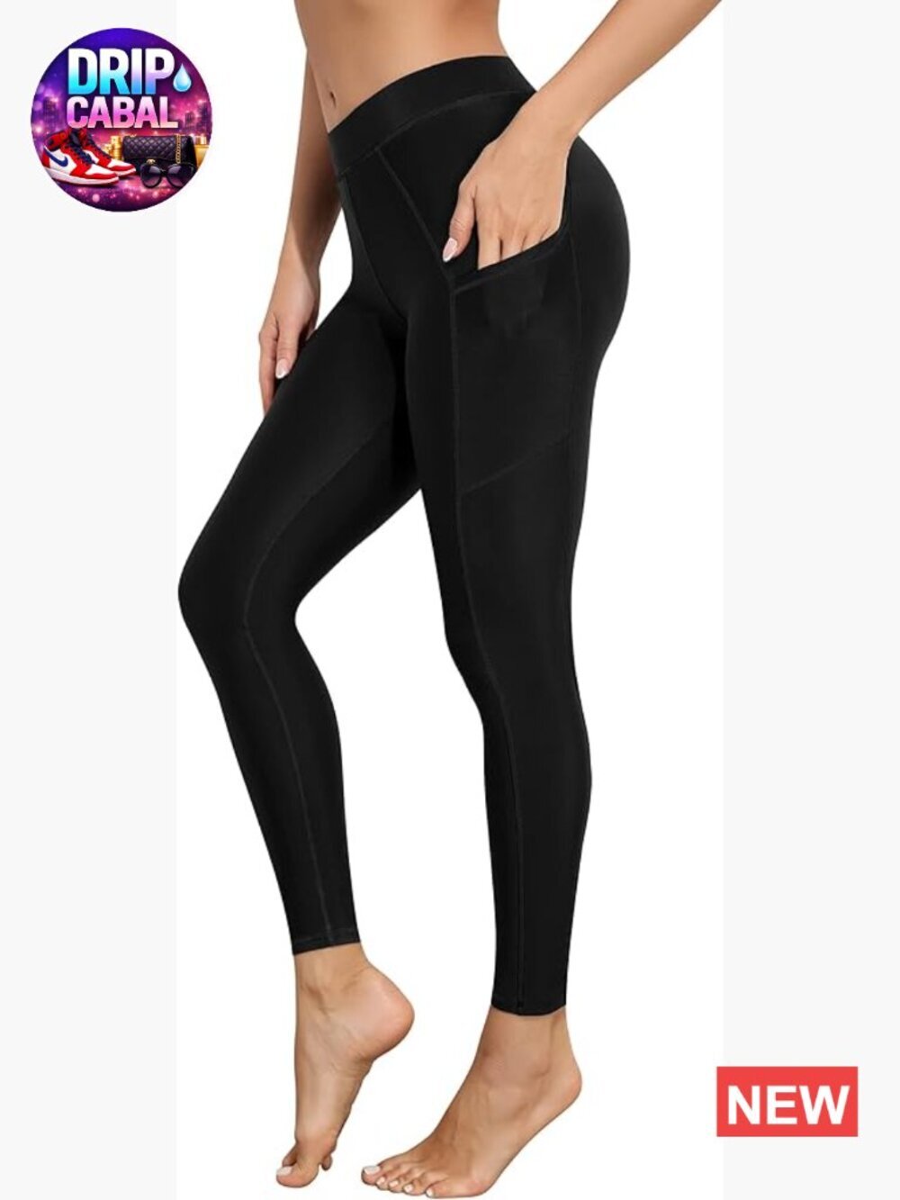 High Waisted Swim Pants with Pockets Long Swim Leggings Athletic Swim Bottoms